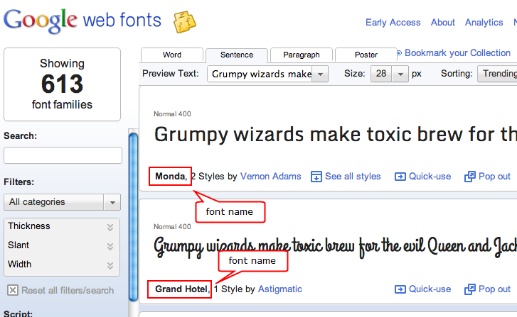 Google Web Fonts